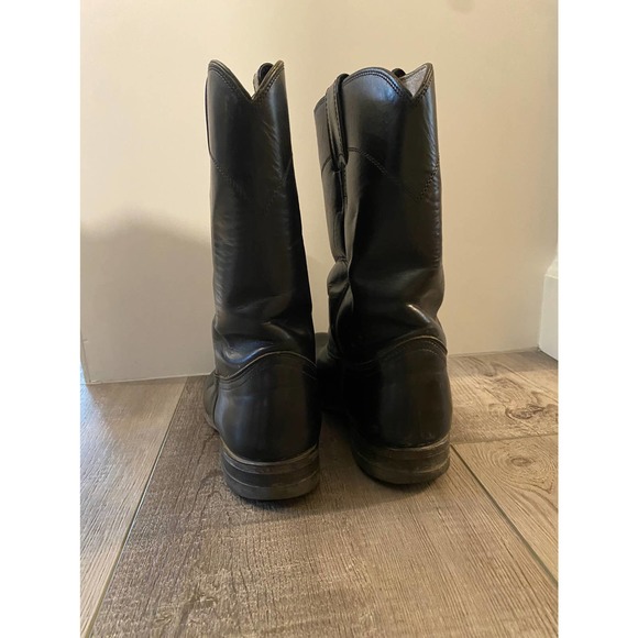 Justin Black Leather Cowboy Boots Mens Size 7 B Style L3703 USA - Picture 5 of 6